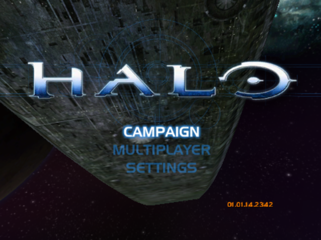 Halo: Combat Evolved main menu running natively on an Anbernic RG35XX H under Knulli